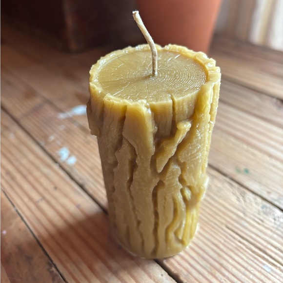 Homemade All-Natural Toxic Free 100% Beeswax Mushroom "Log" Candle - Picture 4 of 6